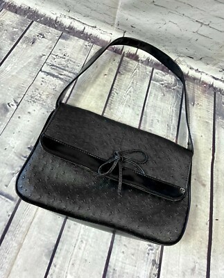 Vintage Handtasche | Vintage schwarz Straußenoptik Handtasche, Retro Handtasche, Unikat