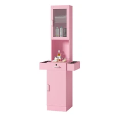 Salon Station for Hair Stylist,Barber Beauty Spa Storage Cabinet Equipment Pink
