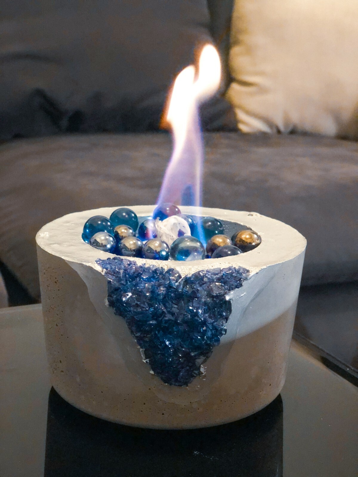 outdoor tabletop fireplace on Table Top Fire Pit Round Bowl Gel Fireplace Geode Decoration Indoor Outdoor For Sale Online Ebay