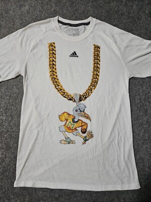 Adidas Miami Hurricanes Gold Chain T Shirt Size S