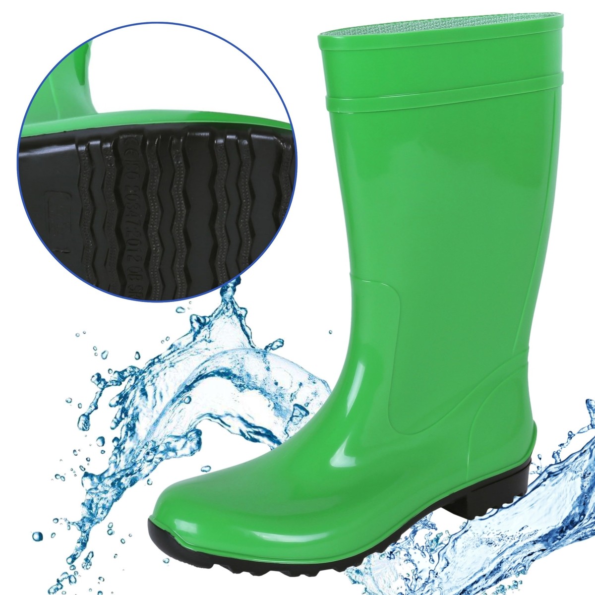 Lemigo Ilse Women Ladies High Quality Rubber PVC Green Wellies Wellingtons  Rain - Main Image