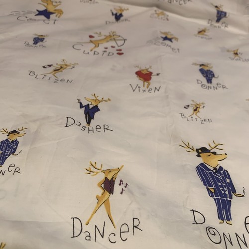 Pottery Barn Christmas Reindeer Rudolph Vixen Dancer One Flat Sheet