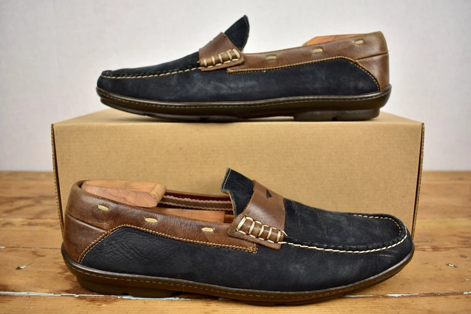 Mocasín de conducción Johnston & Murphy negro con adornos de cuero marrón talla: 9,5 M Foto 2 de 4