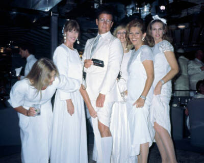 English actor Roger Moore with his wife Luisa Mattioli on a cruise - Old Photo