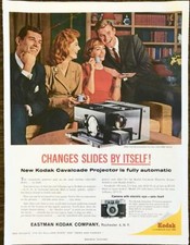 1960 Kodak Cavalcade Projector PRINT AD Changes Slides By Itself 