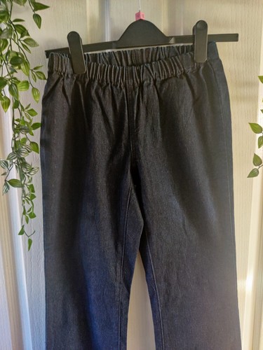 Diane Gilman blue trousers size XS regular elastic waist / inside leg 30 - Picture 2 of 2