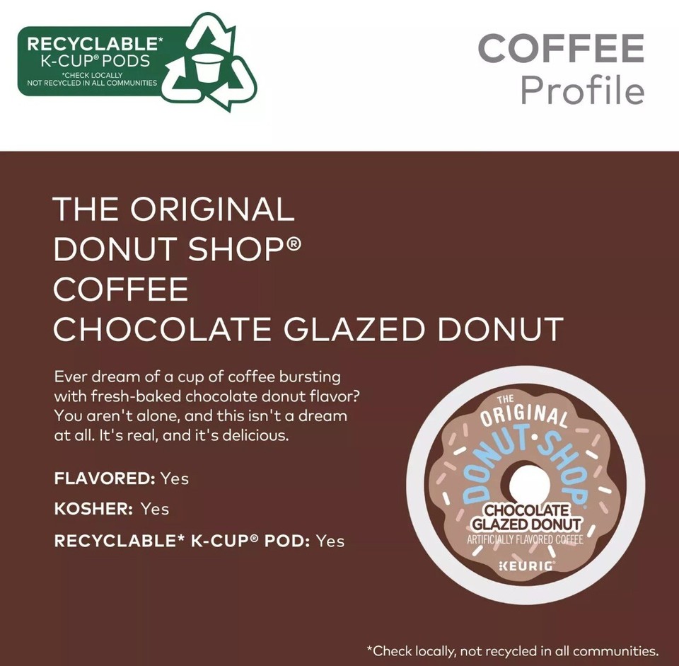 The Original Donut Shop Coffee Chocolate Glazed Donut KCup Pods, 96