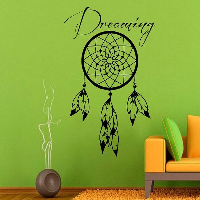 Dream Catcher Dreaming Sticker Vinyl Wall Art - 22 x 35 Black 22 x 35