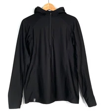 ibex Woolies 3 Hooded Fleece Pullover Wool Blend 1/2 Zip Performance, Women's L
