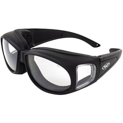MOTORCYCLE NIGHT RIDING GLASSES FITS OVER RX GLASSES CLEAR PADDED