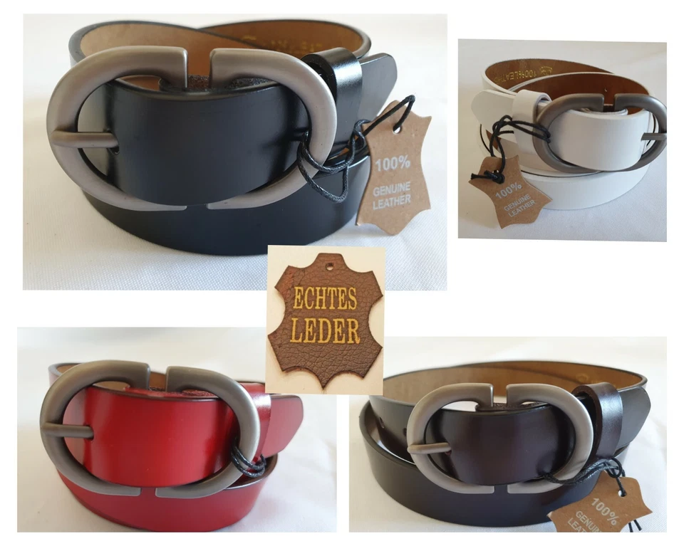 Damen Gürtel echt Leder Jeansgürtel 3 cm schwarz Rot braun Blitzversand DHL