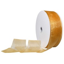 Sheer Organza Ribbon 1.5 Inch By 100 Yards Gold For Wedding Decor