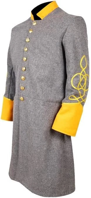 US Civil War Single Breast Gray Frock Coat with Solid Cuff & Collar - Braid 2 image 2