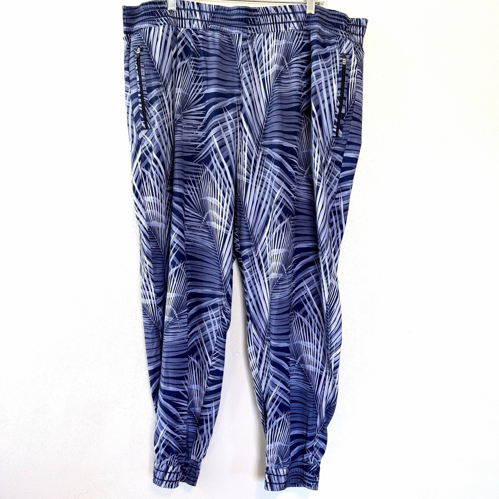 Tommy Bahama Island Zone Joggers Womens XL Blue Tropical Zipper Pocket Pants