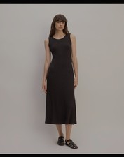 NWOT Everlane Black Rib Knit A Line Maxi Tank Dress Cotton Viscose Blend L