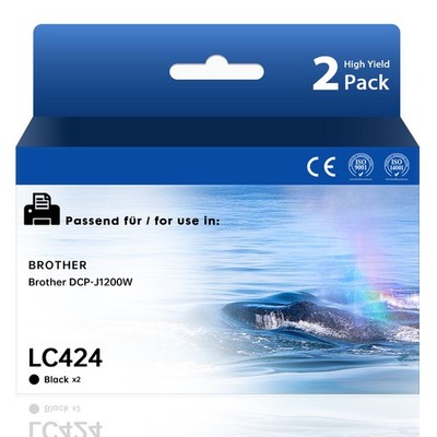 LC424 Patronen Schwarz für Brother DCP J1200DW J1200W J1200WE Mini 19 Biz-SL