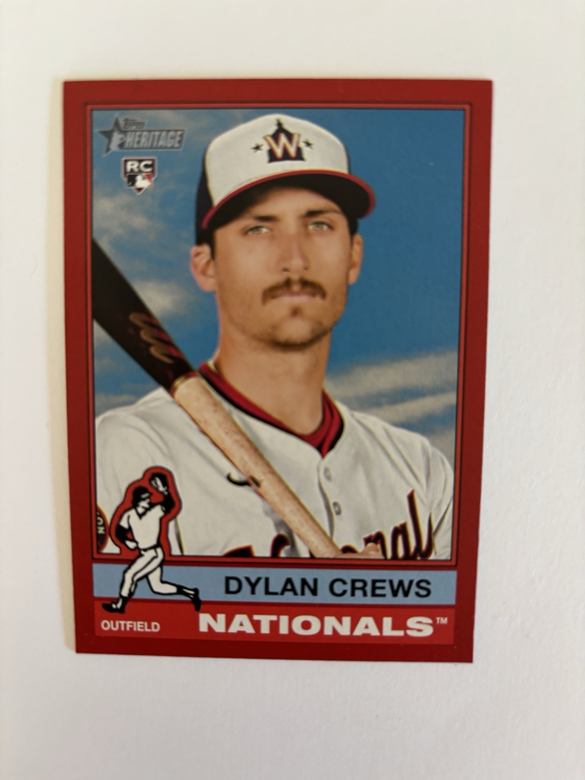 2025 Topps Heritage-Dylan Crews Rookie Red Border #247-Washington Nationals