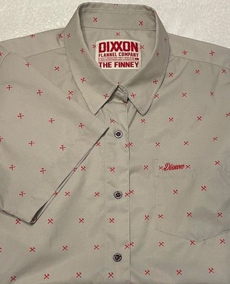 Dixxon Flannel Co The Finney Shirt Women s Large Gray Hammer & Sickle All Over
