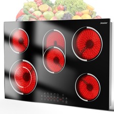 Estufa eléctrica de 30 pulgadas 8400 W, estufa de cerámica de 5 quemadores incorporada