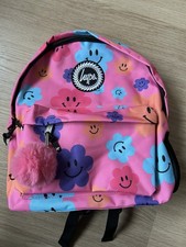 New With Tags Hype Pink /multicoloured Flower Print Backpack With Pompom Charm