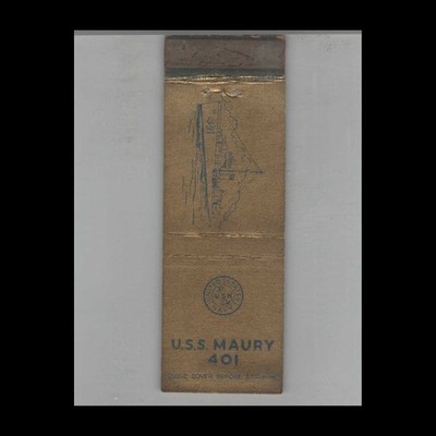 Matchbook Cover US Navy USS Maury 401 Gold