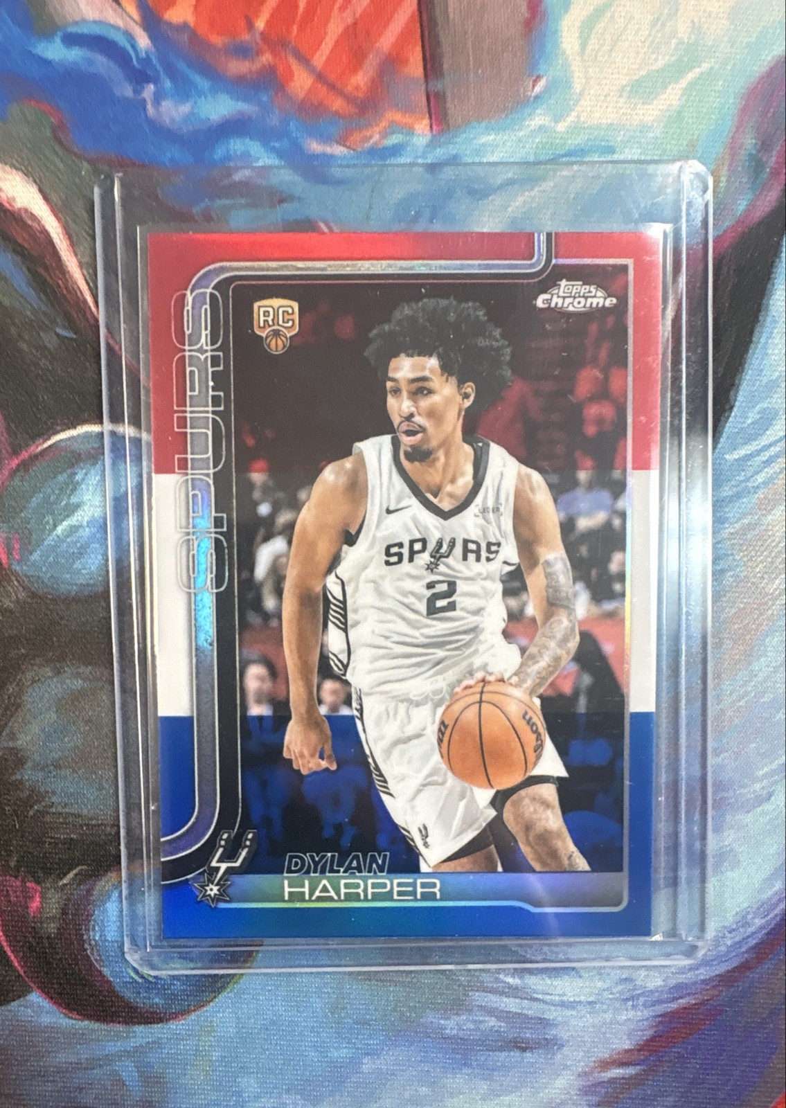 2025-26 Topps Chrome - Dylan Harper #252 Red White & Blue Refractor (RC)