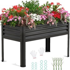 NAIZEA Galvanized Raised Garden Bed with Legs Metal Elevated Raised Planter Box