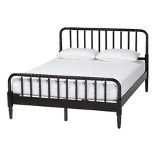 Baxton Studio Braith Farmhouse Black Spindle Wood Queen Size Platform Bed