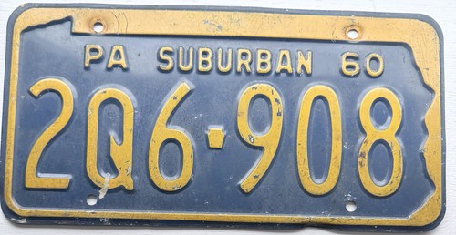 1960 Pennsylvania License Plate 2Q6 908