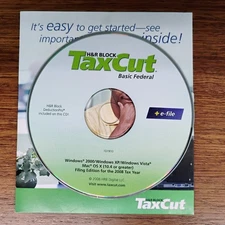 H&R Block TaxCut Basic Federal for Tax Year 2008 with Key