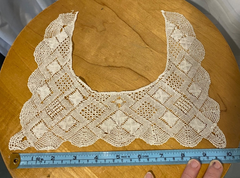 Vintage off white cotton lace trim detachable collar handmade fine lace work