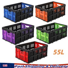 55 L Plastic Collapsible Storage Crates Stacking Folding Basket 1PC
