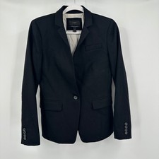J Crew Regent Blazer Womens Minimalist Preppy Jacket Size 2 Wool Old Money Black