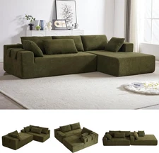 108" Modern Chenille Sectional Sofa Couch Set, L Shaped Sofa with 6 Pillows