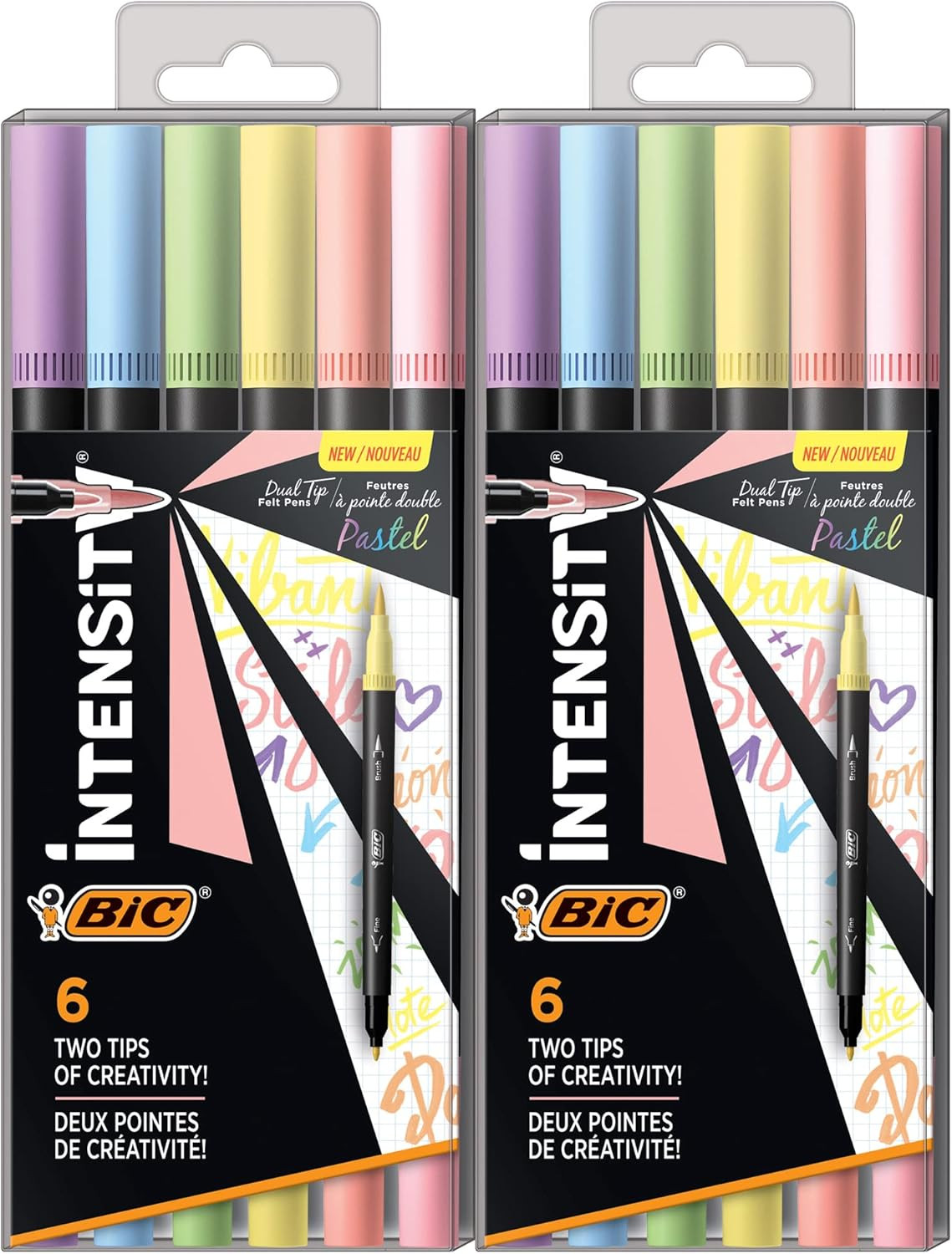 Intensity 2 in 1 Dual Tip Fineliner Pens, Fine Tip (0.7Mm) and Flexible Brush (3