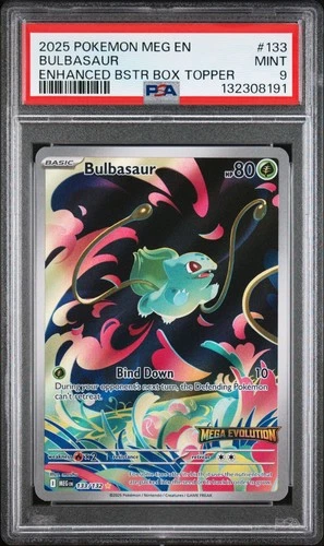 2025 Pokemon Mega Evolutions Enhanced Box Booster Topper Bulbasaur #133 PSA 9