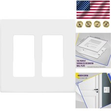 Child Safe Wall Plates - Glossy 2-Gang Screwless Outlet Covers, Easy Install