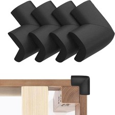 4 Pack Black Bed Frame Corner Protectors Foam Rubber Furniture Safety Bumpers