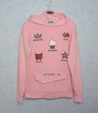 Benetton Hoodie, cooles Rosa langarm Sweatshirt mit Kapuze Größe XS