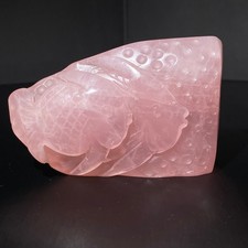 170g Rare rose fish skull Crystal hand Carved Reiki mineral