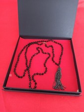 Collier sautoir en perle de Jais de Paris, diamant noir 1900