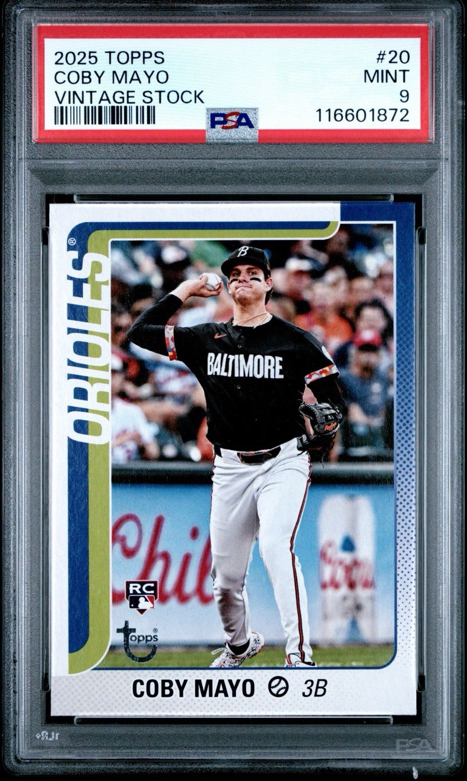 Coby Mayo 2025 Topps Vintage Stock #20 /99 RC Baltimore Orioles