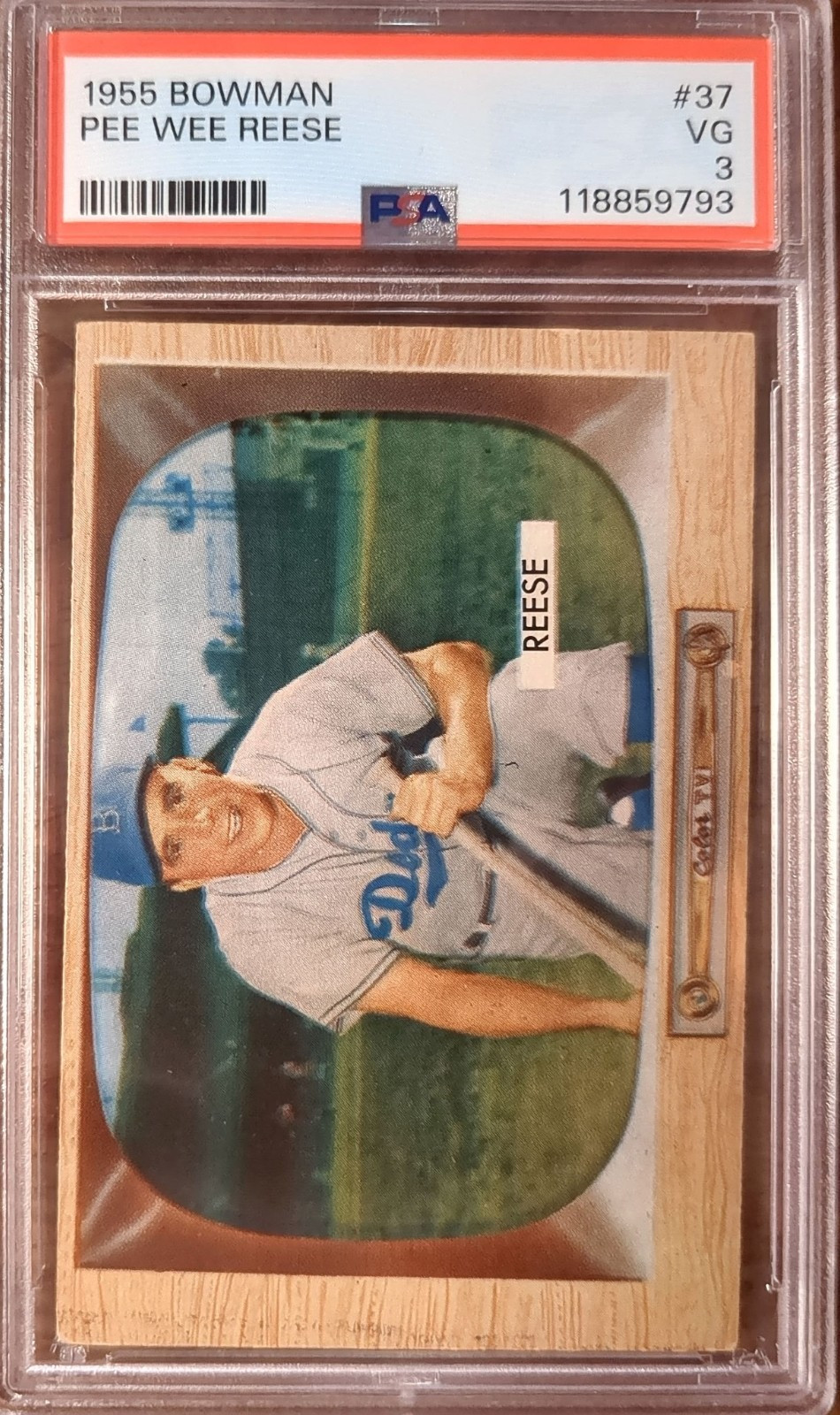 1955 Bowman Pee Wee Reese #37 PSA 3 VG Brooklyn Dodgers HOF Jackie Robinson Day