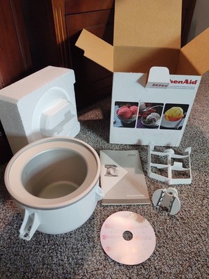 KitchenAid Ice Cream Maker Stand Mixer Attachment 2 Qt KICA0WH Open Box
