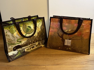 2 Blue Q Heavy Duty Recycled Tote Bags w/ Plastic Handles and Inside Snap