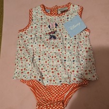 Vintage Disney Minnie Mouse Red Sleeveless Floral Cotton One-Piece 6-9 Months