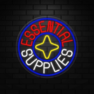 Essential Supplies Sign for Retail Displays | LED Flex Neon | 26''W x 26''H x 1''D