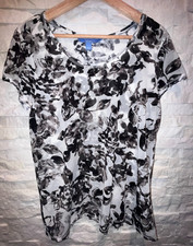 EUC Women's SIMPLY VERA VERA WANG Sheer Layered Pullover Cap Sleeve Floral Top L