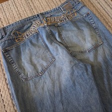 Vintage Y2k Marithe Francois Girbaud Embroidered Blue Baggy Jeans Size 40x34