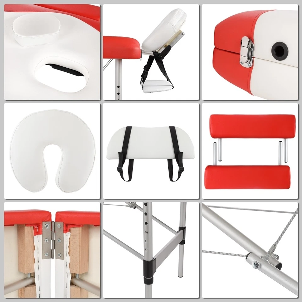 Massageliege Massagebank Massagetisch Mobil Klappbar Aluminium 2 / 3 Zonen Holz - Bild 3 von 4